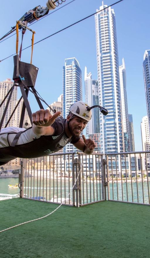  Anthony Joshua takes a ride on the XLine zipline in Dubai