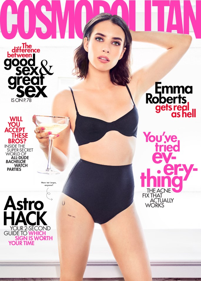 The actress posed in black lingerie on the front cover of the magazine