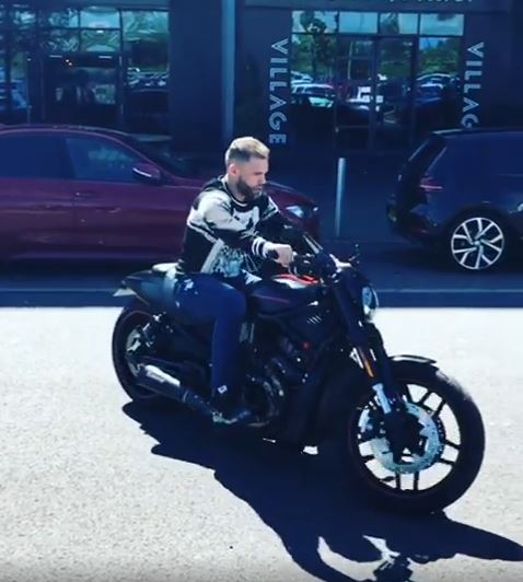  Saunders was filmed riding a Harley without a crash helmet by Tyson Fury