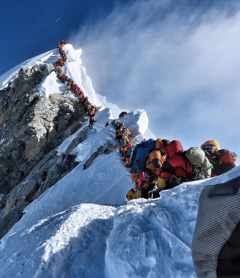  Climber Nirmal Purja's Project Possible expedition shows heavy traffic of mountain climbers lining up to stand at the summit of Mount Everest