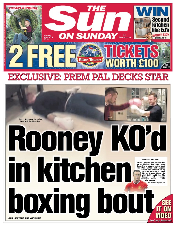  Wayne Rooney was once knocked out in his kitchen when boxing with football pal Phil Bardsley