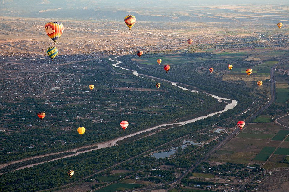 Take a hot air balloon in New Mexico for the best views of Rio Grande