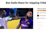 A petition has been set up to get Sadio Mane banned for this clash with Arturo Vidal