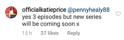  Katie revealed the news on Twitter