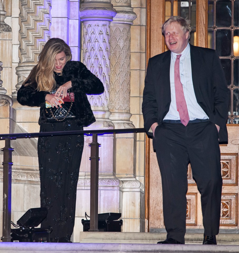 The pair at the Conservative party black and white ball at the Natural history museum