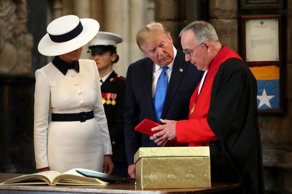  Mr Trump with wife Melania in Westminster Abbey