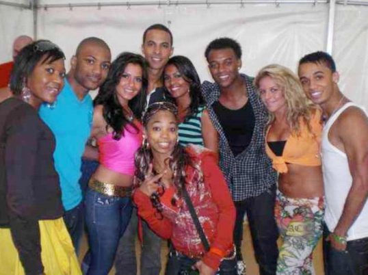  Tanya, in the pink top, with JLS - she has performed live with Williams in the past
