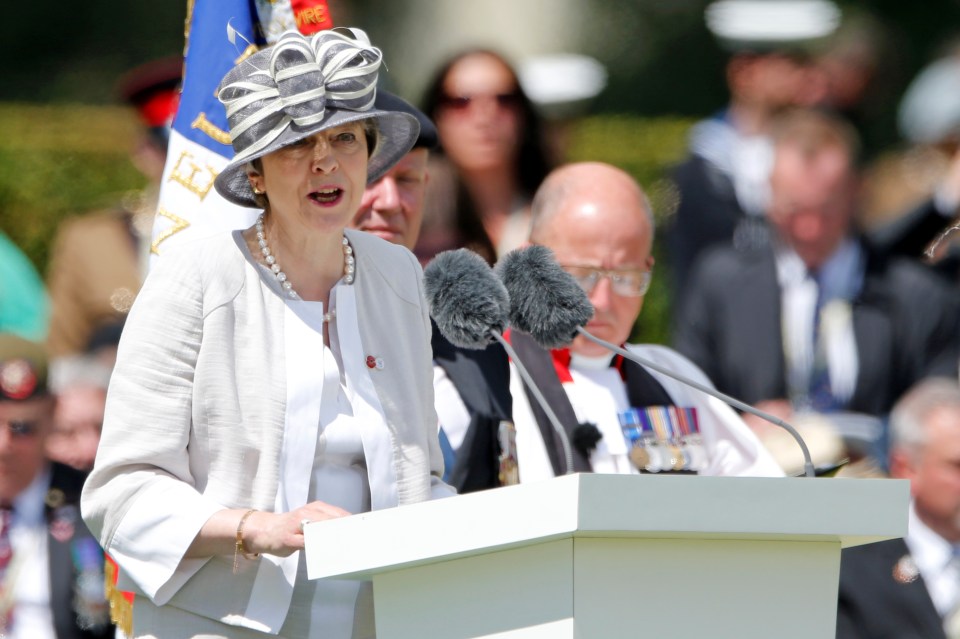  Theresa May delivers a speech during the Royal British Legions commemoration ceremony
