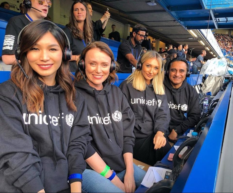  Gemma Chan, Keeley Hawes, Megan McKenna and Sanjeev Bhaskar manned the donations line
