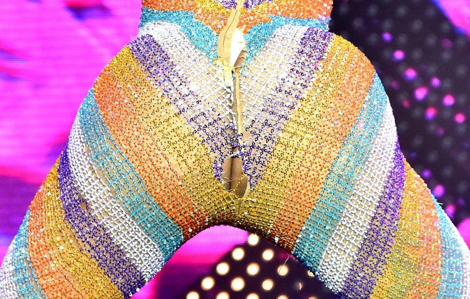  Cardi B twerked so hard she ripped her multi-coloured jumpsuit on her backside during the 2019 Bonnaroo Arts And Music Festival 