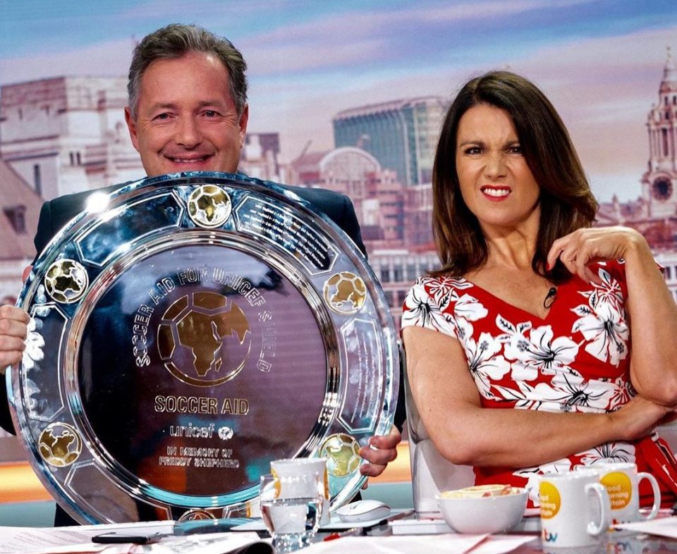 Piers Morgan was milking his Soccer Aid 'Rest of the World' side's win against Susanna Reid's England on GMB