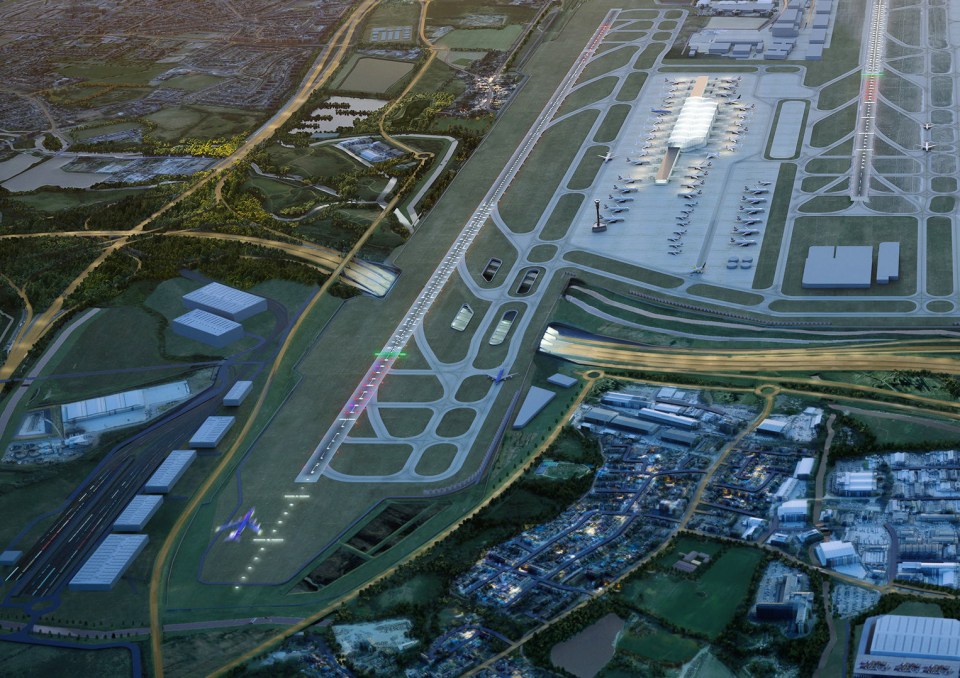  The M25 would be realigned under a tunnel, rivers diverted and local roads rerouted within the next decade as part of the first phase of expansion of London Heathrow