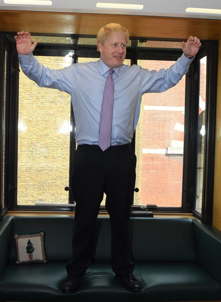 Boris Johnson celebrates after emerging as the clear winner in the latest knock-out stage of the Tory leadership race