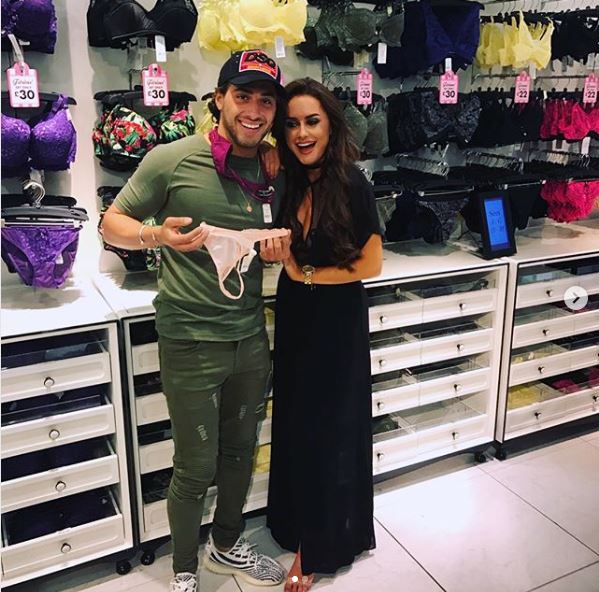  Winners of series 2 Love Island in one of the Boux Avenue stores