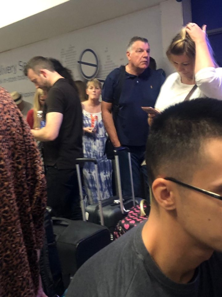  Sam Allardyce is among the hundreds of passengers stuck in the packed terminals at Manchester Airport today