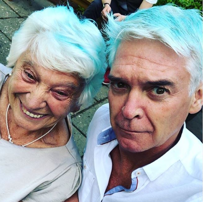  Phil, seen with in an Instagram snap with his mum, was feeling blue at the weekend