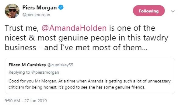  Piers laid bare his thoughts on Amanda