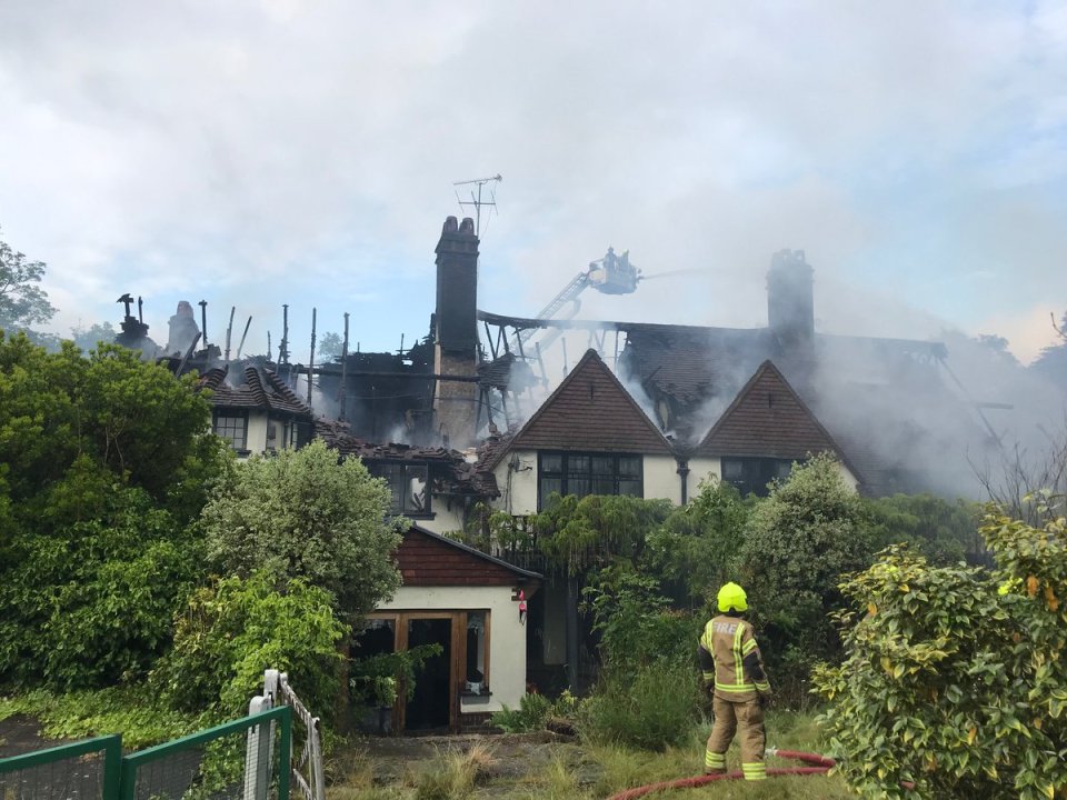  Firefighters tackled the blaze from above the roof and from the ground
