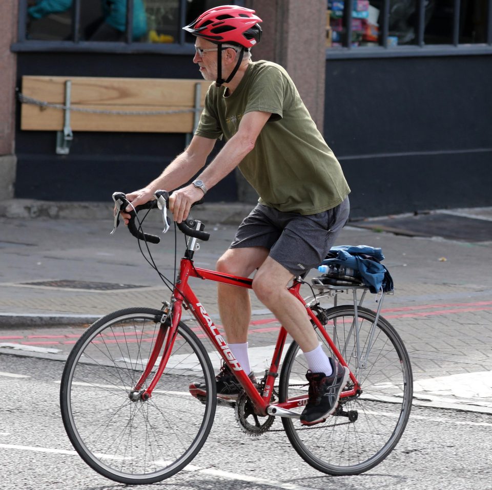 Jeremy Corbyn goes on a bike ride on Sunday amid claims he is too 'frail' to become PM