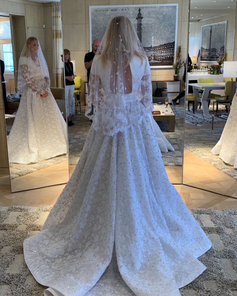  Sophie wore a custom made wedding dress by Louis Vuitton