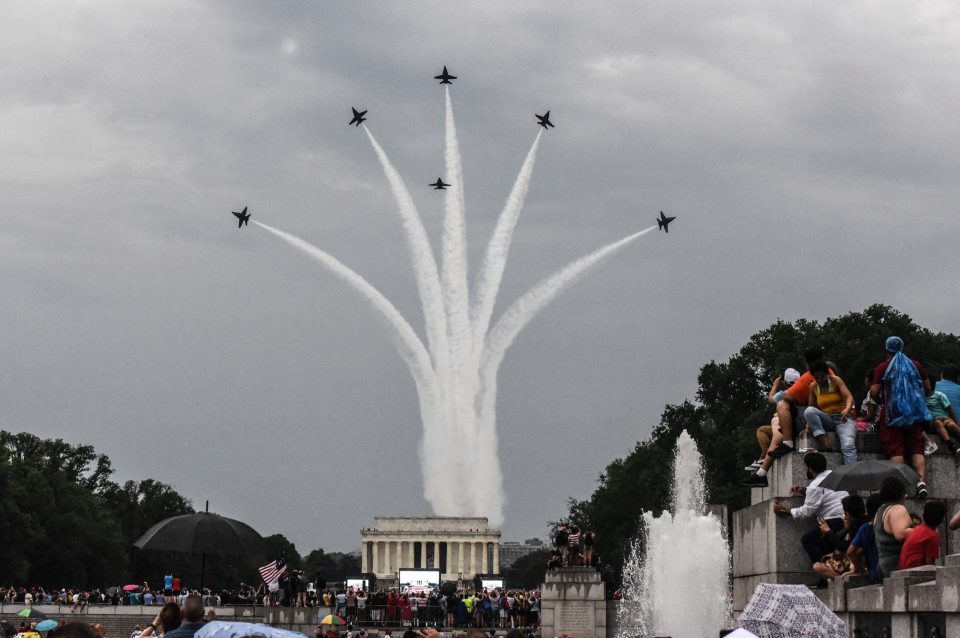  The event was marked by a military flyover