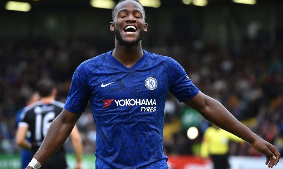 Michy Batshuayi shows his delight at being the first Chelsea scorer under Frank Lampard