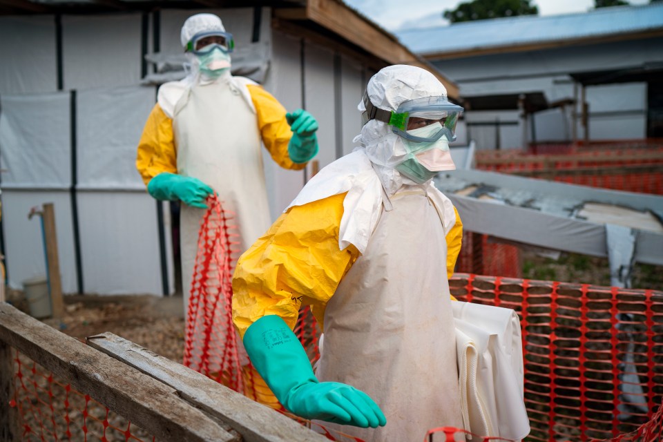 Health workers at an Ebola treatment centre in Beni, Democratic Republic of Congo after the World Health Organisation has declared a global emergency