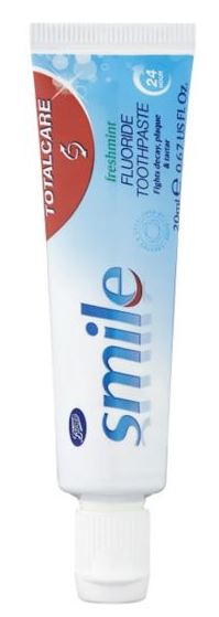  20ml tube of Boots Smile toothpaste costs 75p
