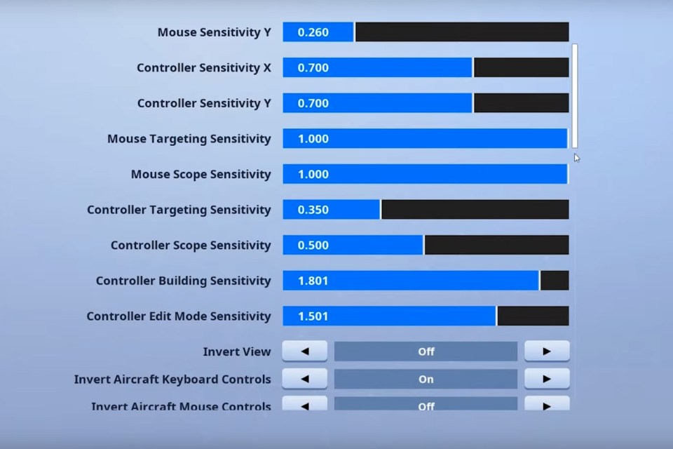  How GhostKamo's settings look in-game