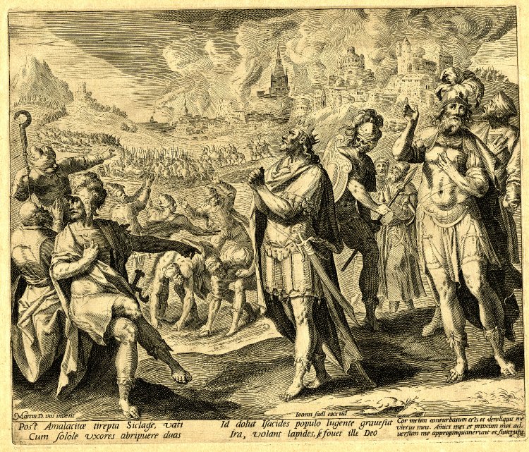  Ziklag is featured in the background of this illustration as these men prepare to stone David