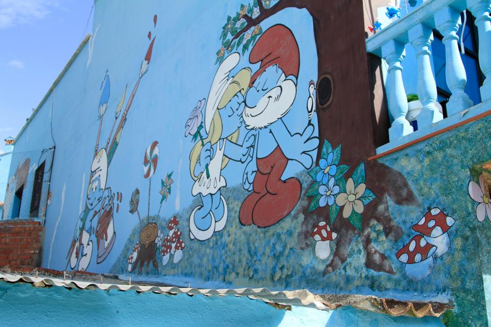 The village was painted blue in 2011 for The Smurfs film