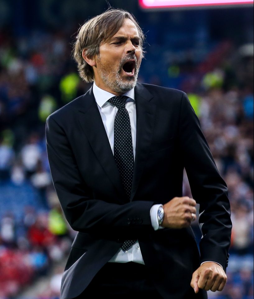  Phillip Cocu celebrates a Derby goal at Huddersfield