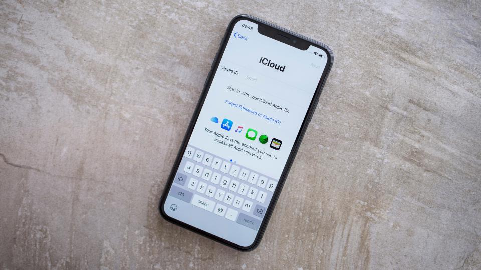 a phone that has the word icloud on it