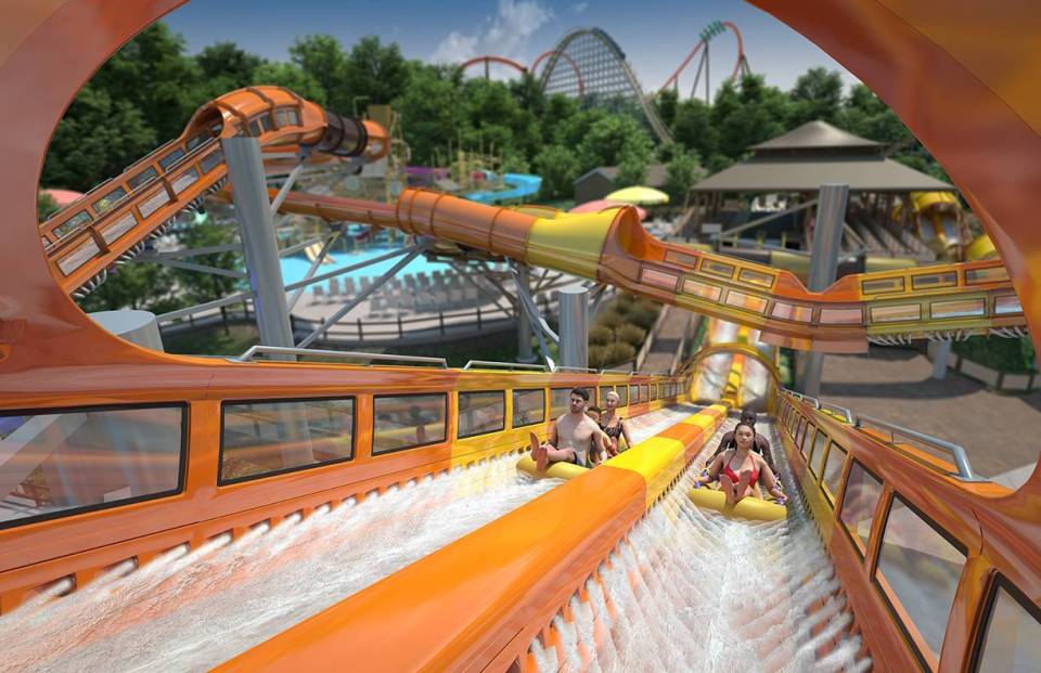 Riders are launched by a water propulsion system