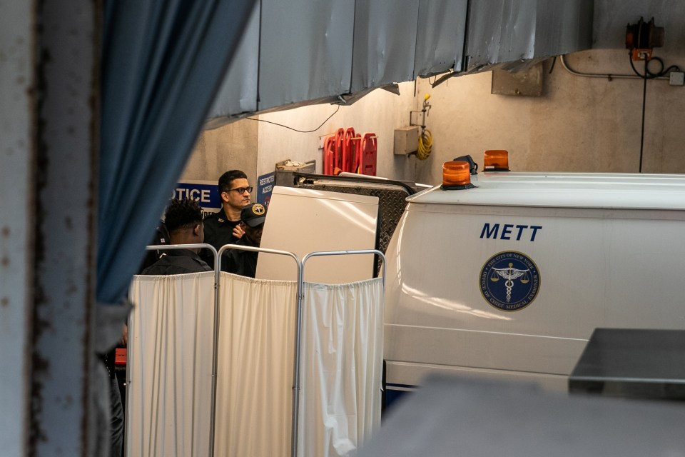 A medical examiner car was seen outside a Manhattan hospital where Epsteins body was transported