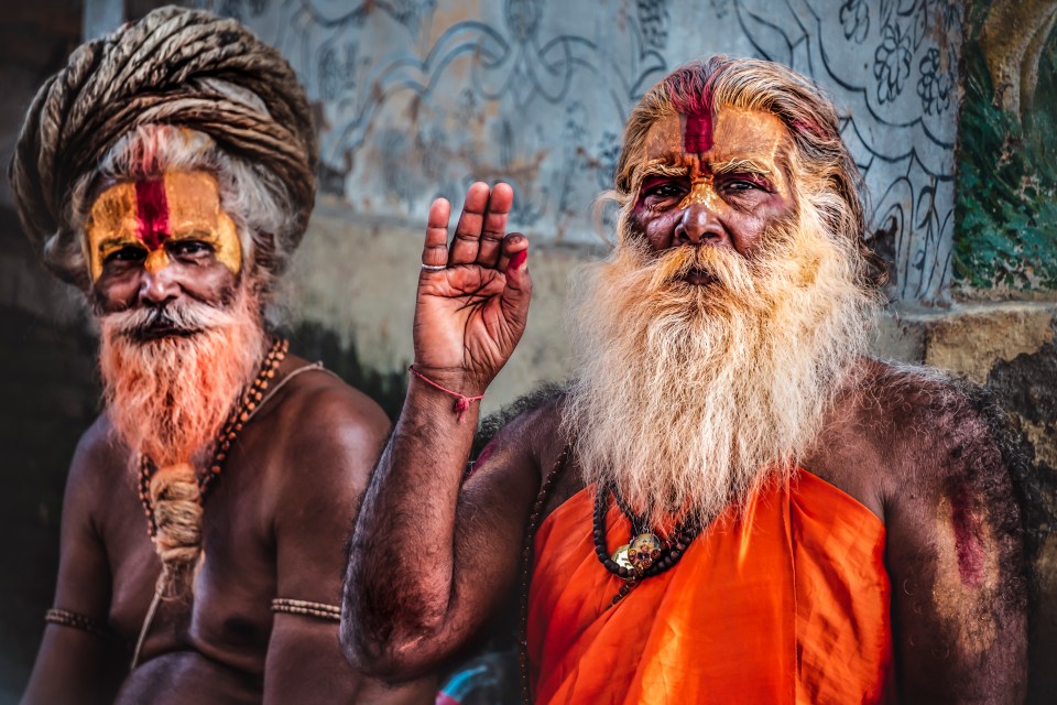  Two holy men in Nepal look towards Veronika Csereiova's camera