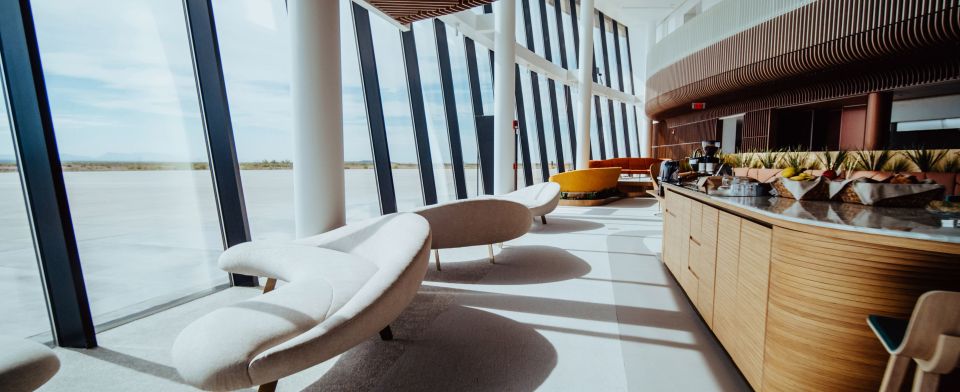  Visitors will get a good view of the runway from these comfy sofas