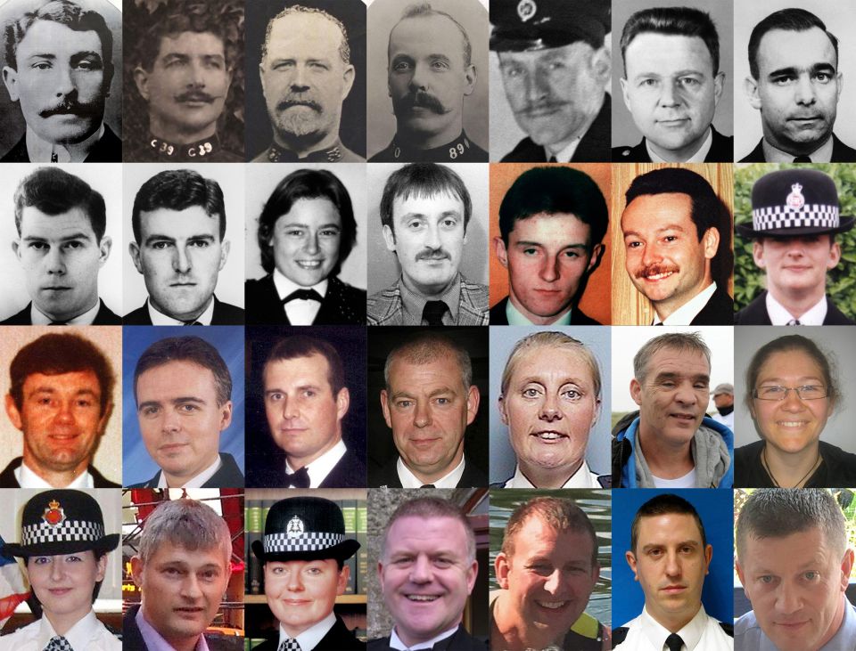Some of the police officers killed in the line of duty in the UK