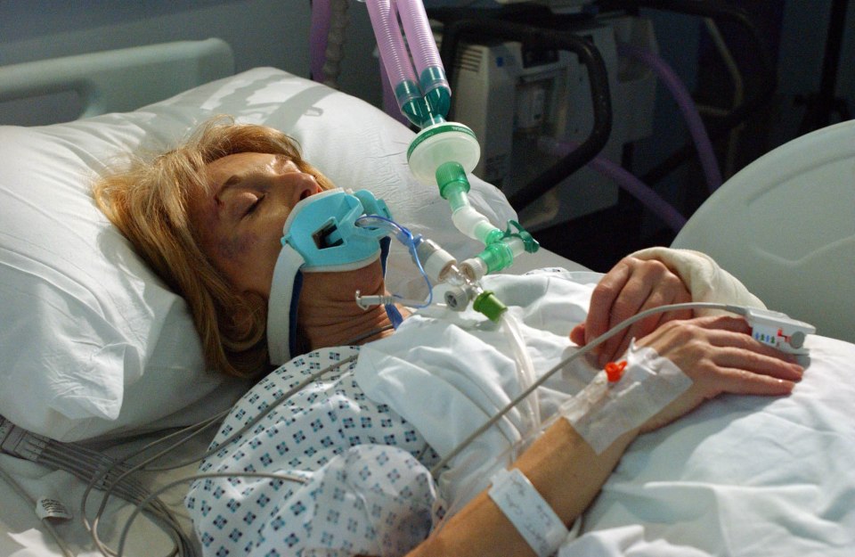 Gails son David put her in hospital by pushing her down the stairs