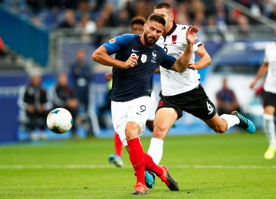  Olivier Giroud was on target for France in their 4-1 win over Albania