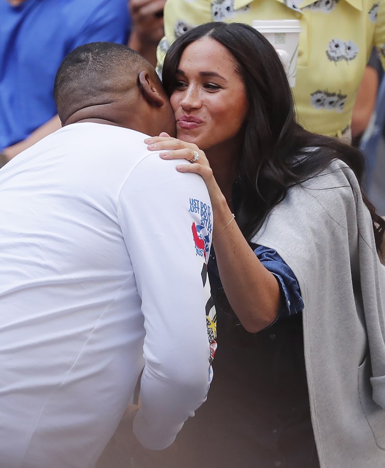  She was seen greeting members of Serena's player's box