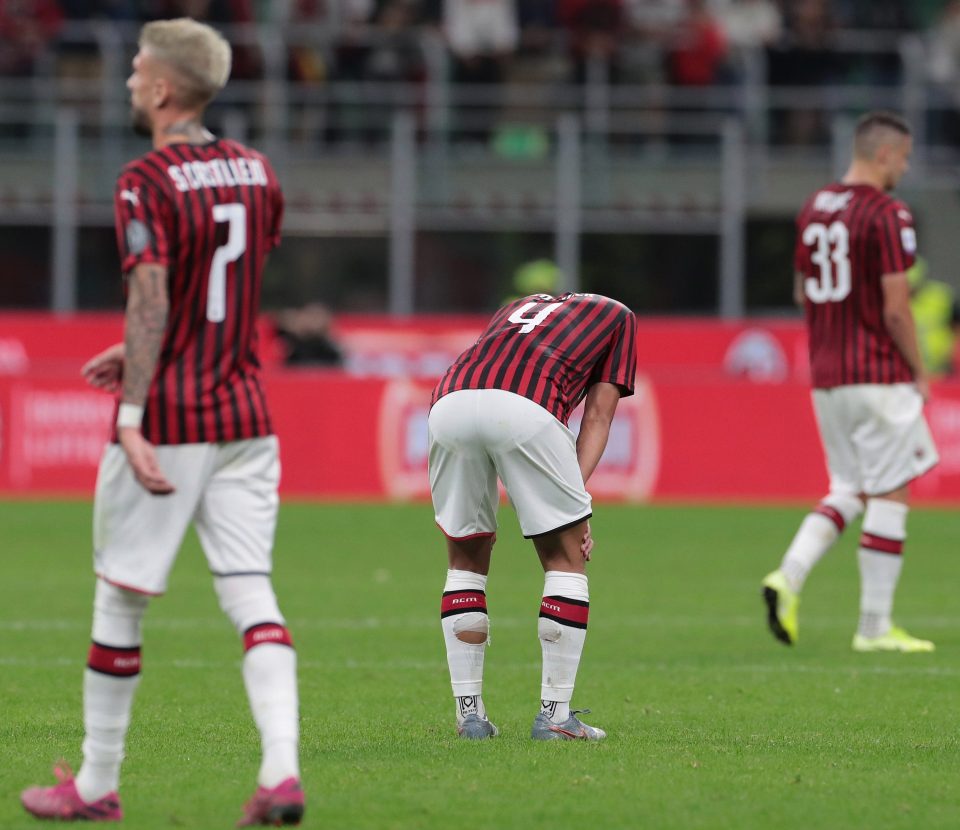  The defeat leaves Milan with their worst start since the 1939-40 season