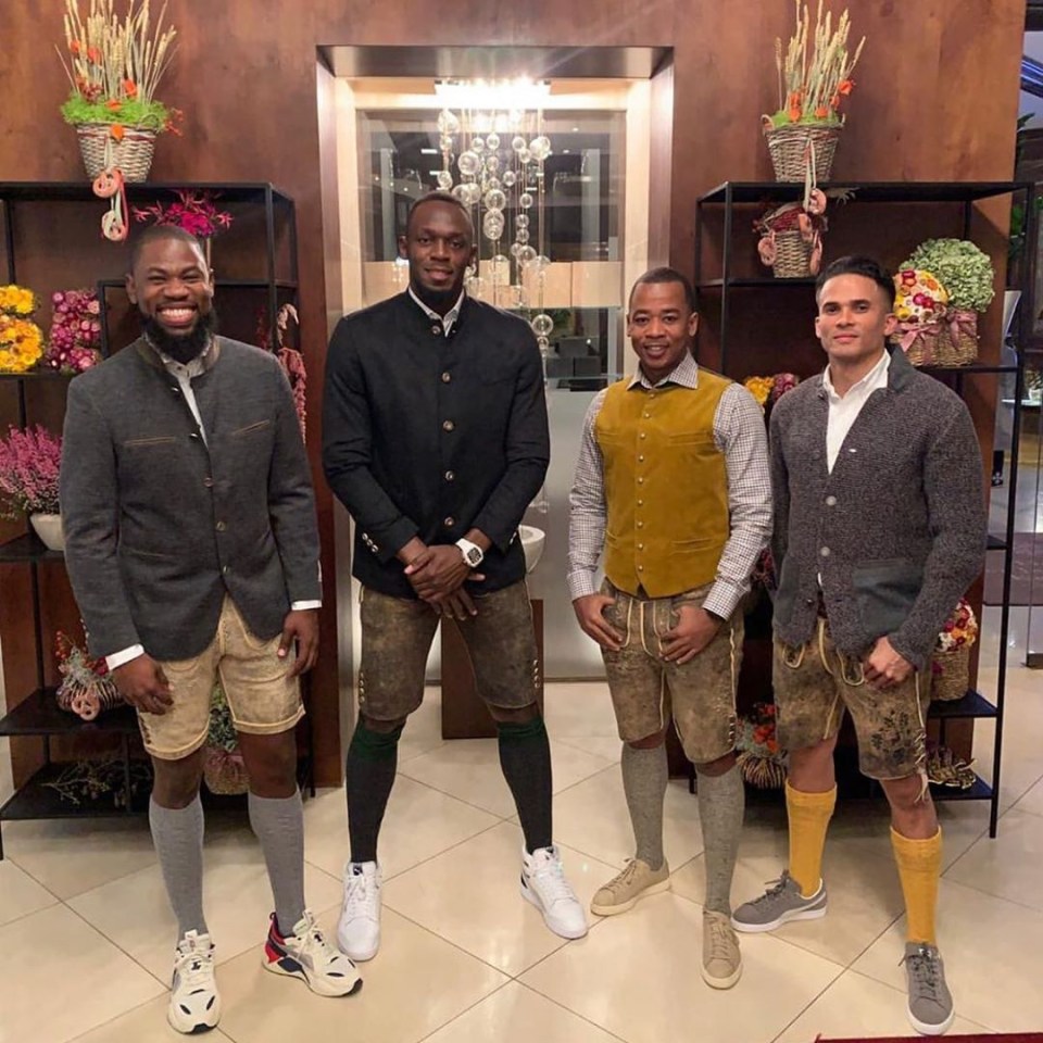  The former athlete looked the part in his Bavarian get-up