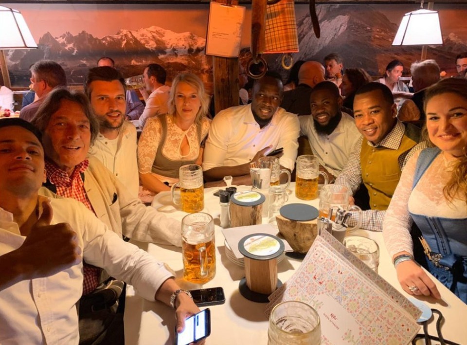  Usain Bolt and a group of pals attended the traditional German booze up