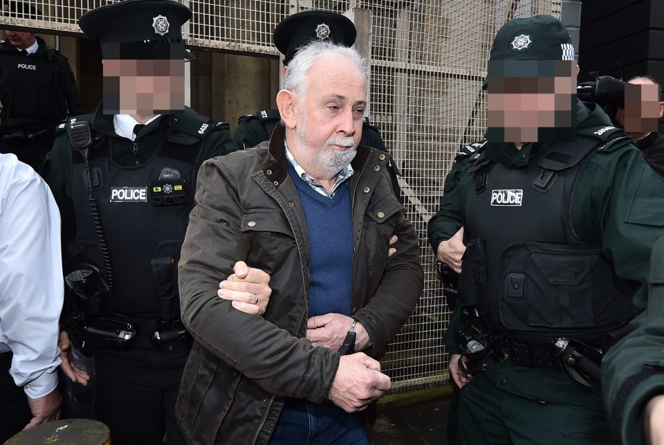  IRA Hyde Park bombing suspect John Downey led away in handcuffs in Omagh, Co Tyrone