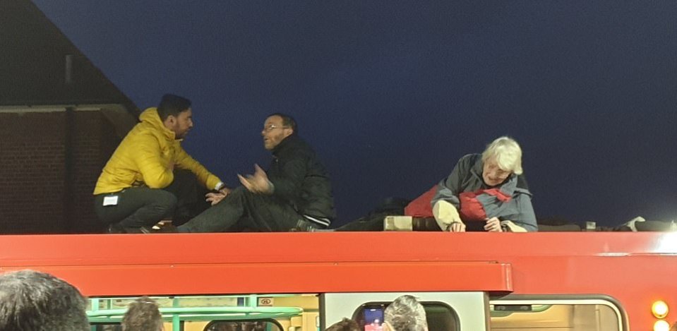  Protesters were also seen on the roof of a DLR train at Shadwell