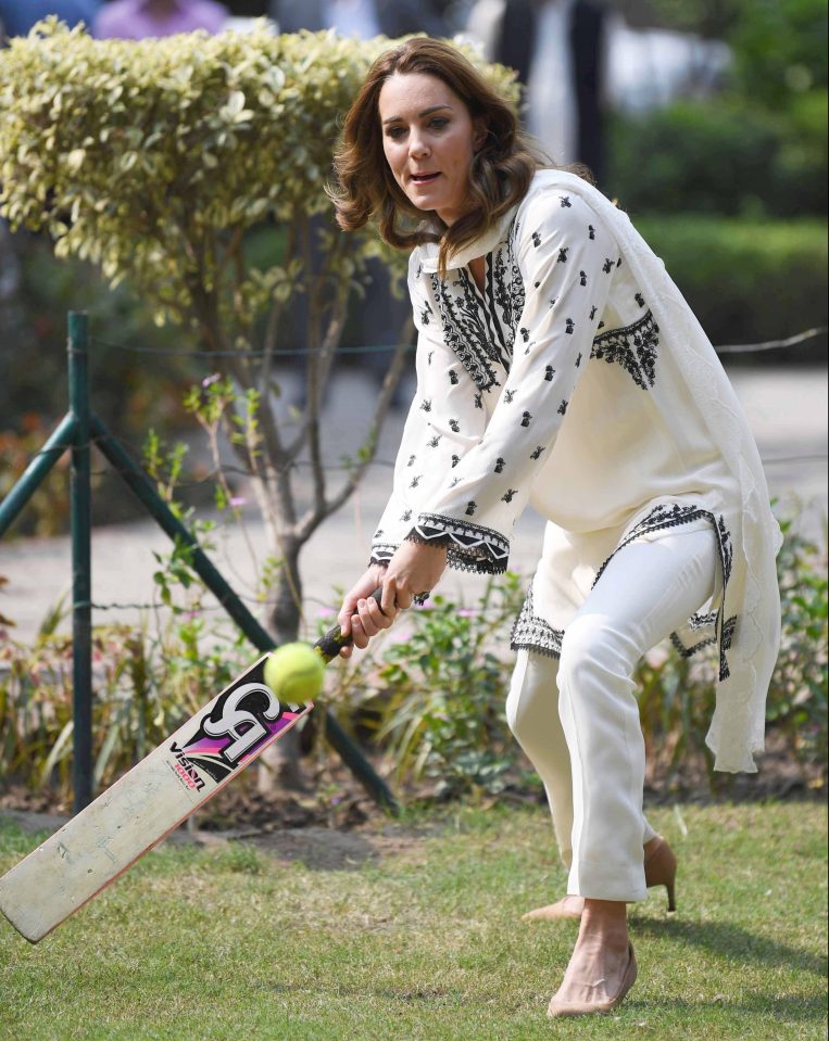 Kate took part in a game of cricket for the second time at the SOS village in Lahore