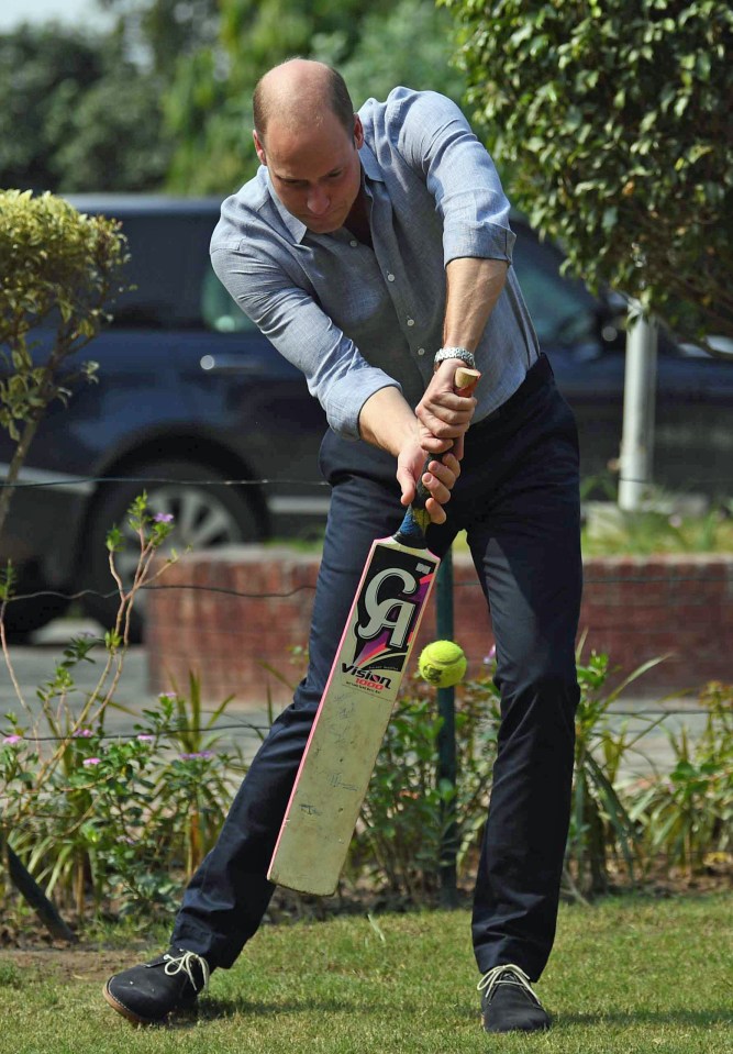 William also showed off his cricket skills as he took to the bat
