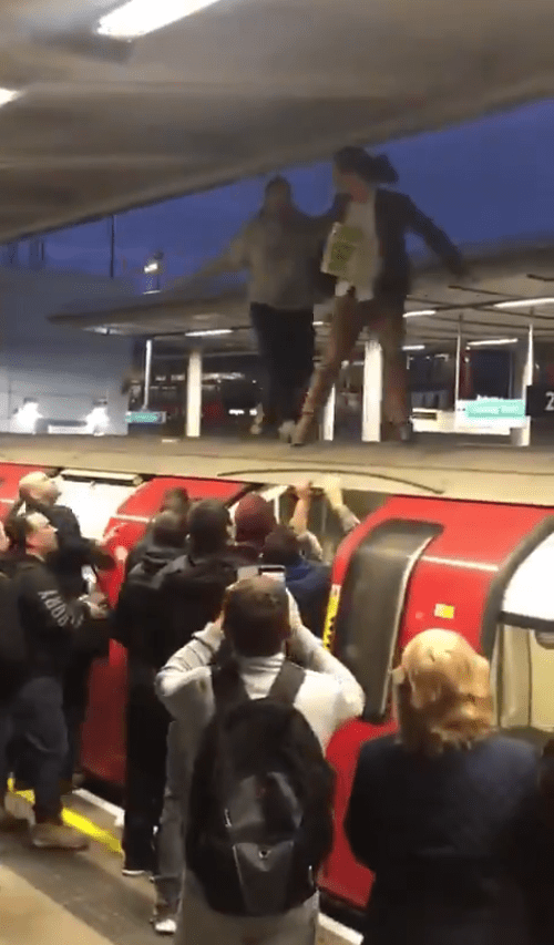  Footage also showed a commuter chasing Mr Ovland down the Tube at Canning Town