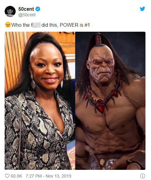  50 Cent posted and has since deleted this unflattering comparison of Naturi with Goro from Mortal Kombat